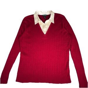 Lauren Ralph Lauren Sz 1X silk & cashmere cable knit pull over sweater preppy